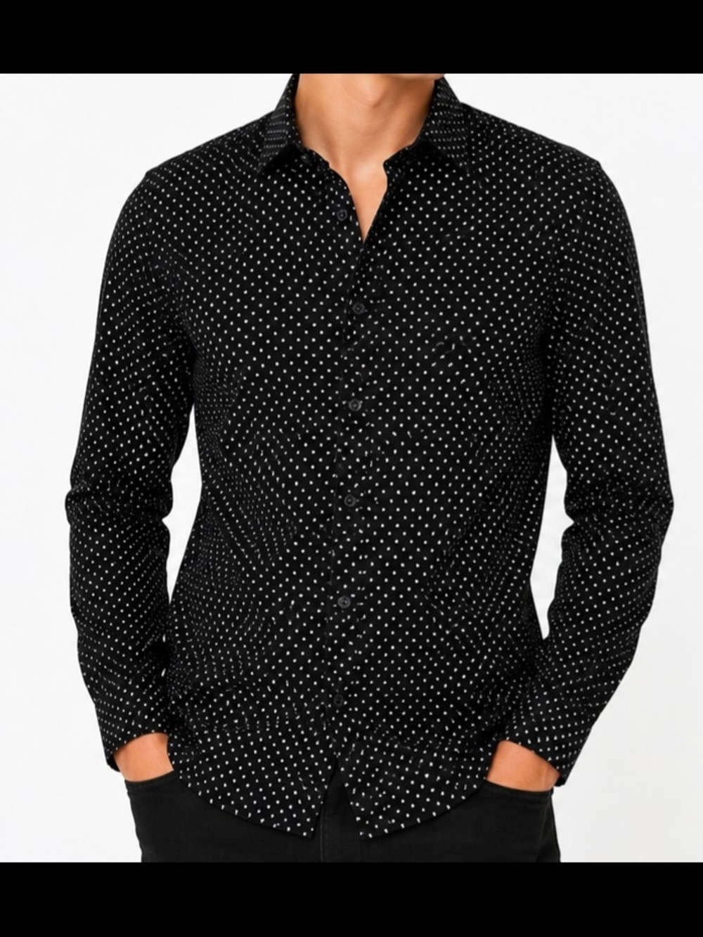 Muse Fath Mens Jr Medium Black Geometric Button Up Shirt
